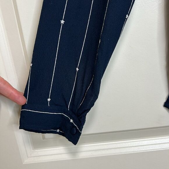 Rails - "Rhea" Stars and Stripes Necktie Blouse - Size XS, Navy Blue, White - Picture 9 of 13